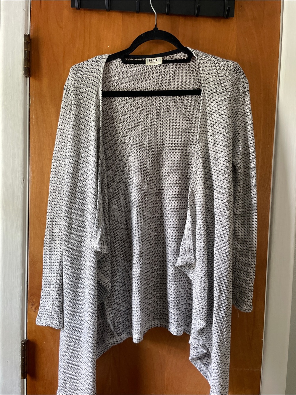 h.i.p. Light Gray Open-Front Waffle Knit Cardigan